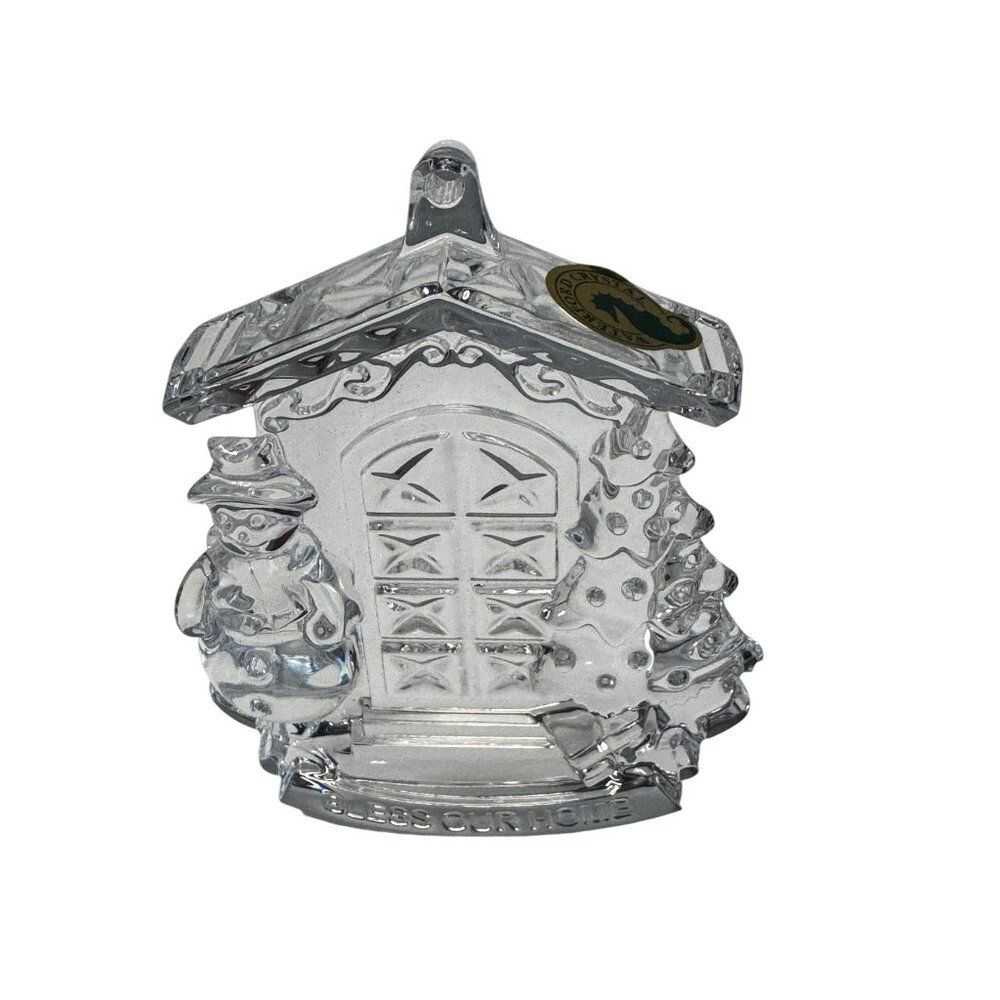 Waterford Bless Our Home Crystal Ornament Clear 4.5" Slovenia Gift Box - Picture 3 of 8